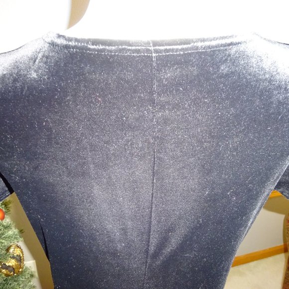 Black full length stretch velvet knit dress Juniors L - Picture 8 of 10